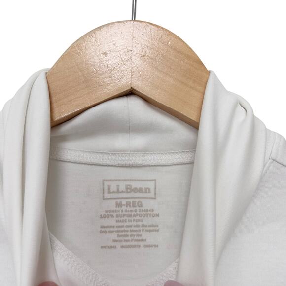 LL Bean White Supima Cotton Turtleneck Sz M - Picture 2 of 3